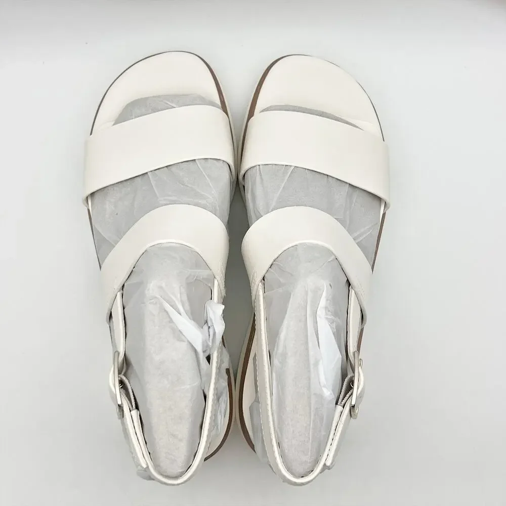 Naturalizer Womens Darry-Sling Sandals Size 9 White Leather Lug Sole NIB